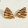 Wholesale Copper Earrings Geometric Zebra Pattern Oil Dripping Wafer Brushed Metal Electroplated Design