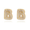 Wholesale Copper Earrings Inlaid With Zircon In Letter Shape For Women Fashion Style