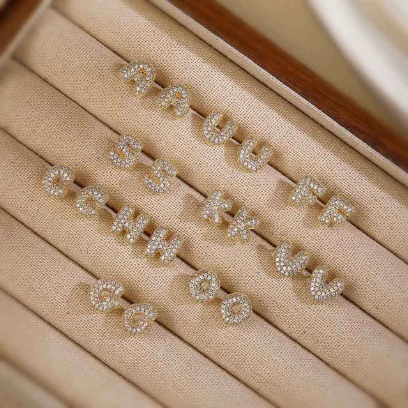 Wholesale Copper Earrings Inlaid With Zircon In Letter Shape For Women Fashion Style