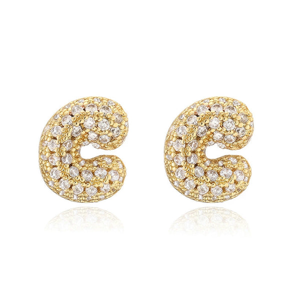 Wholesale Copper Earrings Inlaid With Zircon In Letter Shape For Women Fashion Style
