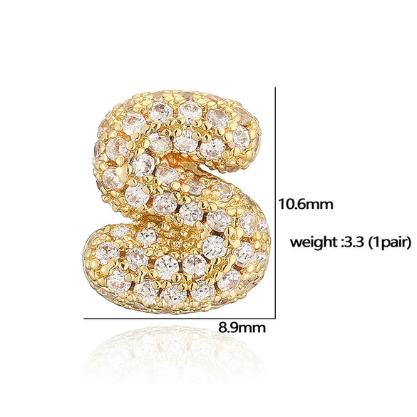 Wholesale Copper Earrings Inlaid With Zircon In Letter Shape For Women Fashion Style
