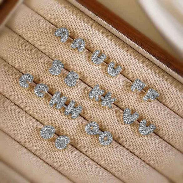 Wholesale Copper Earrings Inlaid With Zircon In Letter Shape For Women Fashion Style