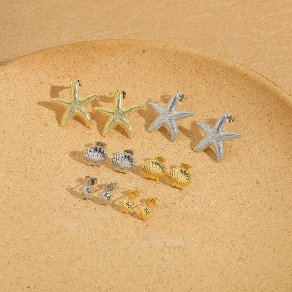 Wholesale Copper Earrings Retro Style Glossy Polished Starfish Shape Turtle Design For Women