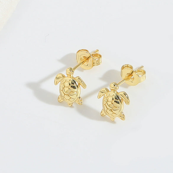 Wholesale Copper Earrings Retro Style Glossy Polished Starfish Shape Turtle Design For Women