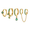 Wholesale Copper Earrings Set With Stacked Chain Tassel Ear Buckle And Ear Clip Geometric Design Electroplated