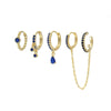 Wholesale Copper Earrings Set With Stacked Chain Tassel Ear Buckle And Ear Clip Geometric Design Electroplated