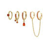 Wholesale Copper Earrings Set With Stacked Chain Tassel Ear Buckle And Ear Clip Geometric Design Electroplated