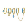 Wholesale Copper Earrings Set With Stacked Chain Tassel Ear Buckle And Ear Clip Geometric Design Electroplated