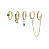 Wholesale Copper Earrings Set With Stacked Chain Tassel Ear Buckle And Ear Clip Geometric Design Electroplated