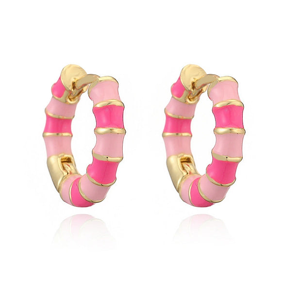 Wholesale Copper Earrings With Colorful Oil Drop Geometric Design Sweet Style