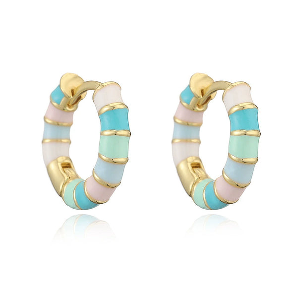 Wholesale Copper Earrings With Colorful Oil Drop Geometric Design Sweet Style