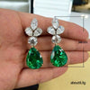 Wholesale Copper Earrings With Drop Shaped Three Leaf Flower Zircon Design