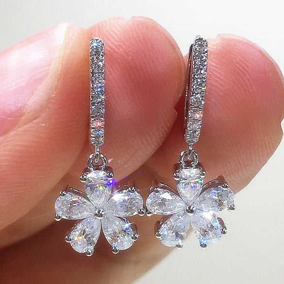 Wholesale Copper Earrings With Flower Design Small Fresh Style