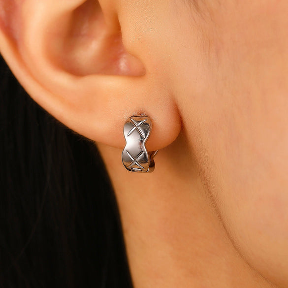 Wholesale Copper Earrings With Geometric Letters Numbers Text Pattern And Electroplating For Women