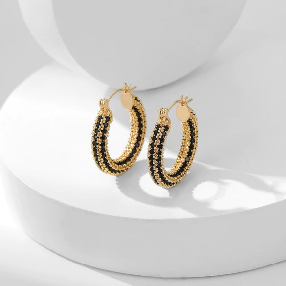 Wholesale Copper Earrings With Geometric Style And Electroplating Treatment Slightly Inlaid With Zircon