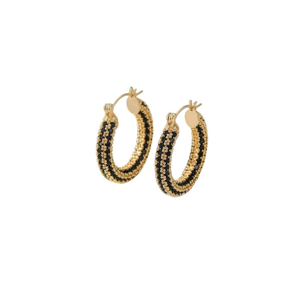 Wholesale Copper Earrings With Geometric Style And Electroplating Treatment Slightly Inlaid With Zircon