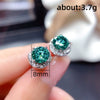 Wholesale Copper Earrings With Geometric Style And Flower Pattern Imitation Maldives Bluegreen Zircon