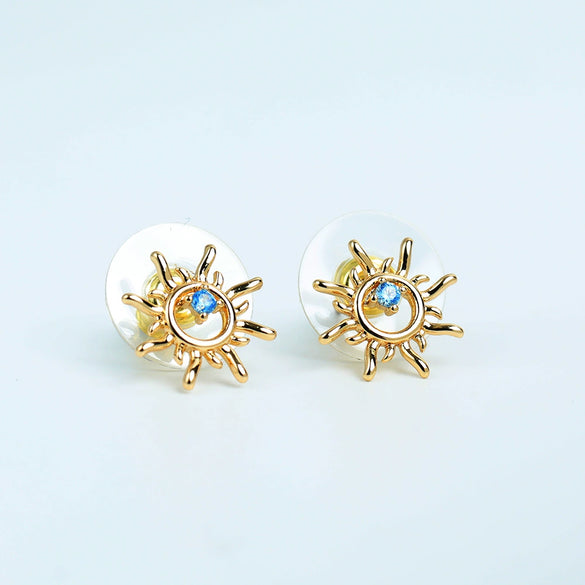 Wholesale Copper Earrings With Geometric Style And Sunflower Pattern