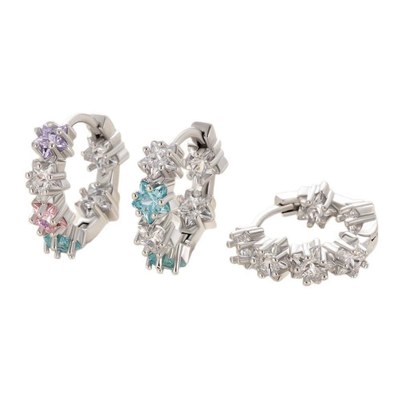 Wholesale Copper Earrings With Inlaid Zircon Heart Pattern And Fivepointed Star Shape Sweet Style For Women