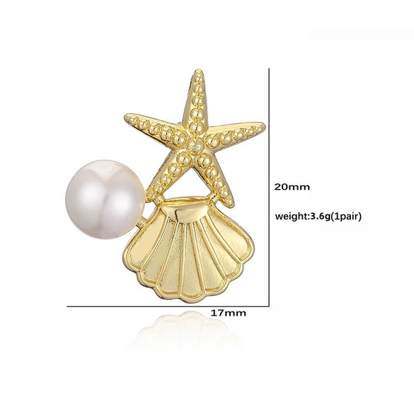 Wholesale Copper Earrings With Oil Drop Design And Starfish Pattern In Sweet Style