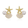 Wholesale Copper Earrings With Oil Drop Design And Starfish Pattern In Sweet Style
