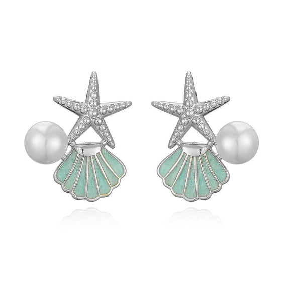 Wholesale Copper Earrings With Oil Drop Design And Starfish Pattern In Sweet Style