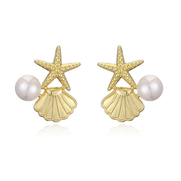 Wholesale Copper Earrings With Oil Drop Design And Starfish Pattern In Sweet Style