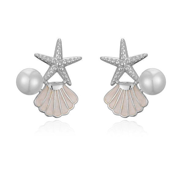 Wholesale Copper Earrings With Oil Drop Design And Starfish Pattern In Sweet Style
