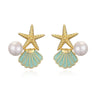 Wholesale Copper Earrings With Oil Drop Design And Starfish Pattern In Sweet Style