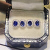 Wholesale Copper Earrings With Oval Sapphire Blue Zircon Retro Elegant Geometric Style Electroplated For Women