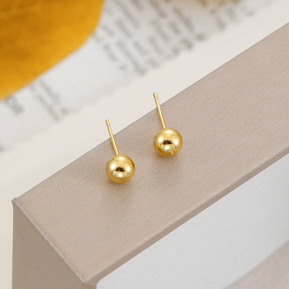Wholesale Copper Earrings With Small Gold Bean Shape And Real Gold Plated Simple Style
