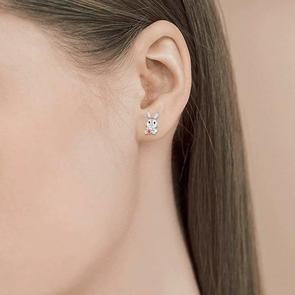 Wholesale Copper Electroplated Bunny And Carrot Earrings For Women In Creamy Sweet Girl Style