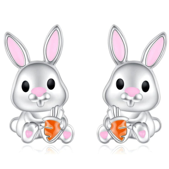Wholesale Copper Electroplated Bunny And Carrot Earrings For Women In Creamy Sweet Girl Style