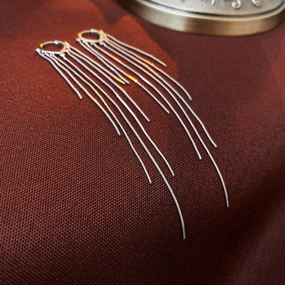 Wholesale Copper Electroplated Dropshaped Long Tassel Earrings For Women Simple Metal Style Light Luxury