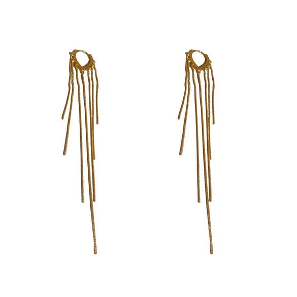 Wholesale Copper Electroplated Dropshaped Long Tassel Earrings For Women Simple Metal Style Light Luxury