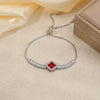 Wholesale Copper Electroplated Fourleaf Clover And Rhombus Pattern Women's Zircon Bracelet Hand Jewelry
