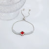 Wholesale Copper Electroplated Fourleaf Clover And Rhombus Pattern Women's Zircon Bracelet Hand Jewelry