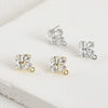 Wholesale Copper Electroplated Fourleaf Flower Shining Zircon Hanging Earrings Diy Handmade Earrings Accessories Material