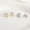 Wholesale Copper Electroplated Fourleaf Flower Shining Zircon Hanging Earrings Diy Handmade Earrings Accessories Material