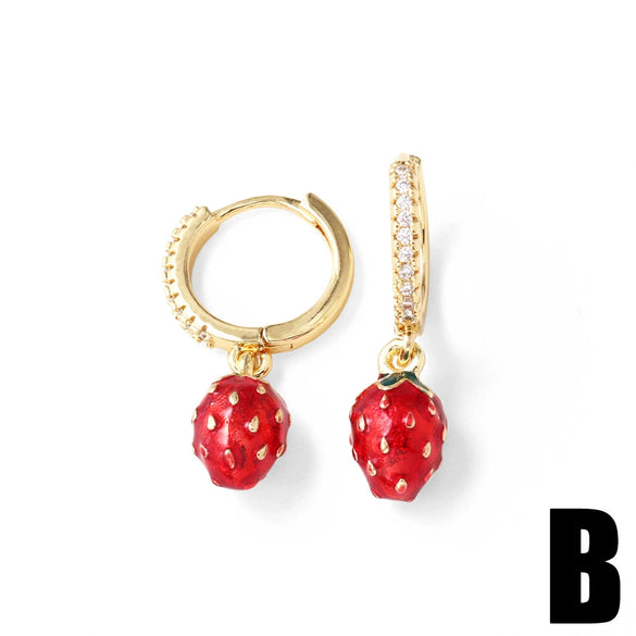 Wholesale Copper Electroplated Fruit Drop Oil Earrings For Women