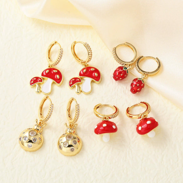 Wholesale Copper Electroplated Fruit Drop Oil Earrings For Women