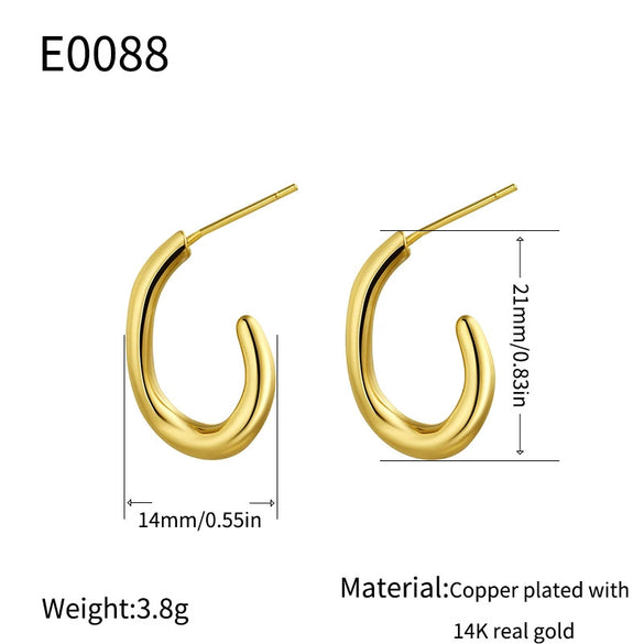 Wholesale Copper Electroplated Geometric Cshaped Women's Earrings
