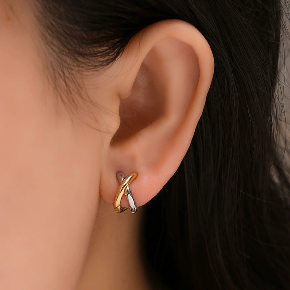 Wholesale Copper Electroplated Geometric Hoop And Cross Earrings For Women