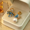 Wholesale Copper Electroplated Geometric Leaf Ear Clips Light Luxury Style Diamondstudded Pearl Earrings For Women