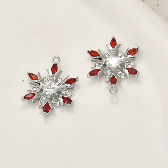 Wholesale Copper Electroplated Gold Christmas Geometric Snowflake Zirconium Pendant Jewelry Accessories