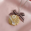 Wholesale Copper Electroplated Heart Shape Bow Tie Cookies Pendant Necklace For Girls