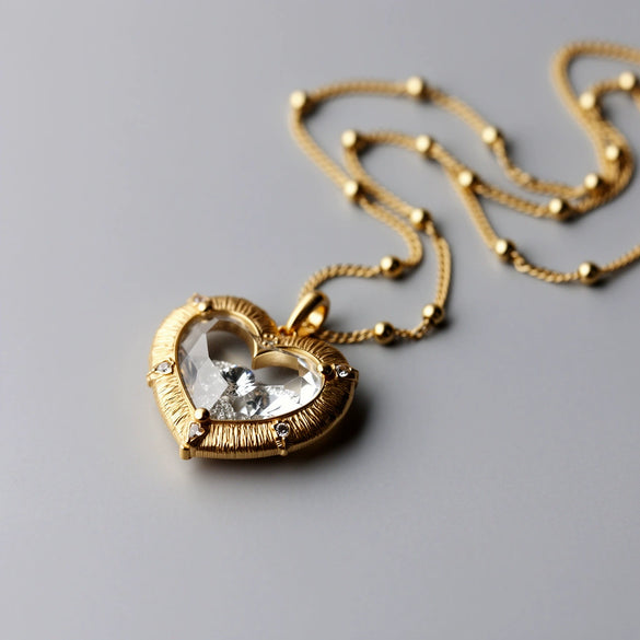 Wholesale Copper Electroplated Heart Shape Love Pendant Necklace For Women Creamy Sweet Girl Style