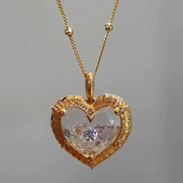 Wholesale Copper Electroplated Heart Shape Love Pendant Necklace For Women Creamy Sweet Girl Style