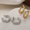 Wholesale Copper Electroplated 18K Gold Geometric Twisted Retro Earrings For Women