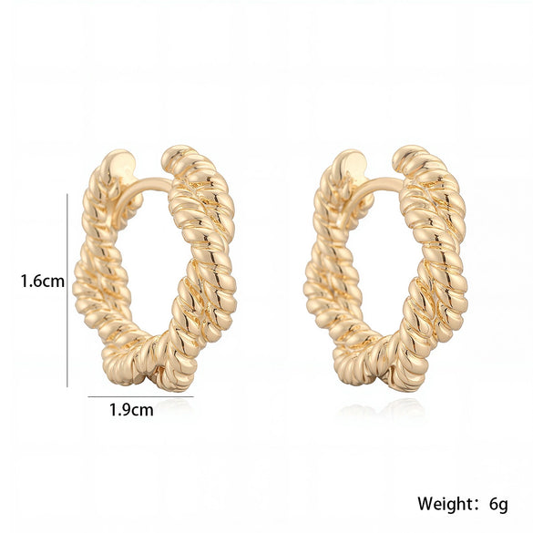 Wholesale Copper Electroplated 18K Gold Geometric Twisted Retro Earrings For Women